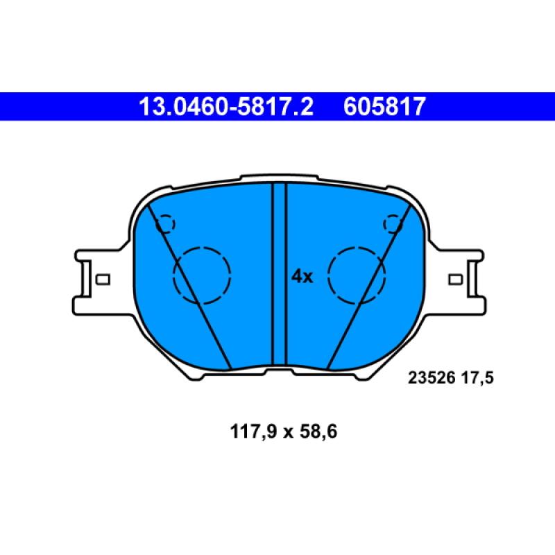 Jeu de 4 plaquettes de frein avant ATE 13.0460-5817.2 - Visuel 1