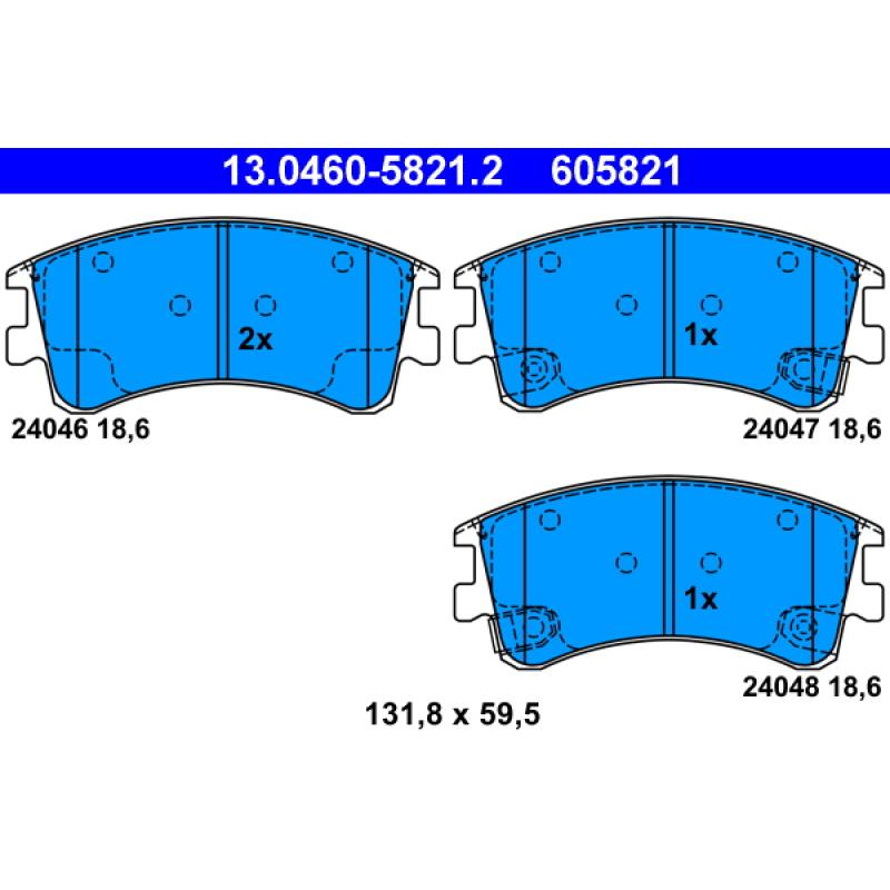 Jeu de 4 plaquettes de frein avant ATE 13.0460-5821.2 - Visuel 1