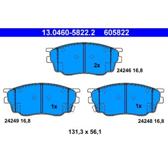 Jeu de 4 plaquettes de frein avant ATE OEM GJYB3323ZC