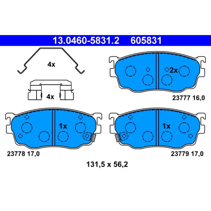 Jeu de 4 plaquettes de frein avant ATE 13.0460-5831.2 - Visuel 1