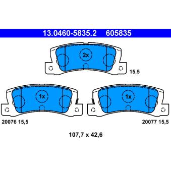 Jeu de 4 plaquettes de frein arrière ATE OEM 0446612040