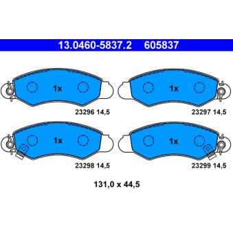 Jeu de 4 plaquettes de frein avant ATE OEM 5520080E10