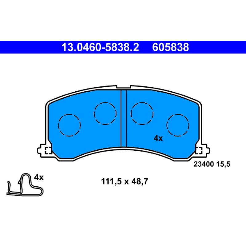 Jeu de 4 plaquettes de frein avant ATE 13.0460-5838.2 - Visuel 1