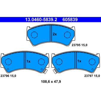 Jeu de 4 plaquettes de frein avant ATE OEM 5581064G01