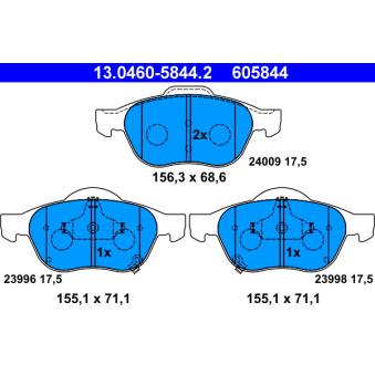 Jeu de 4 plaquettes de frein avant ATE OEM 0446505050