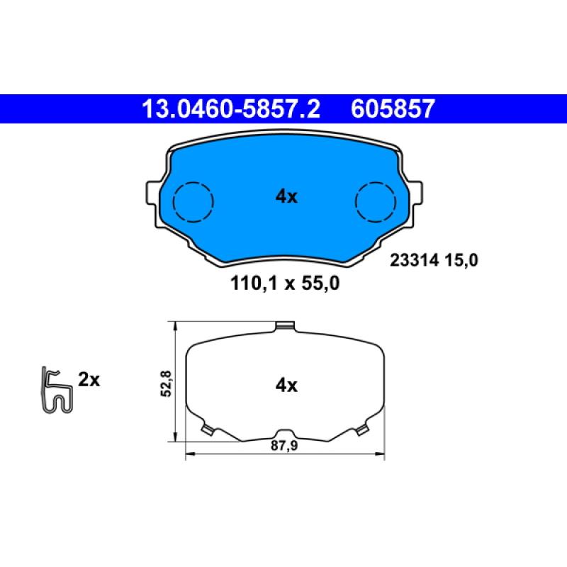 Jeu de 4 plaquettes de frein avant ATE 13.0460-5857.2 - Visuel 1