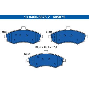 Jeu de 4 plaquettes de frein avant ATE OEM 581012DA60
