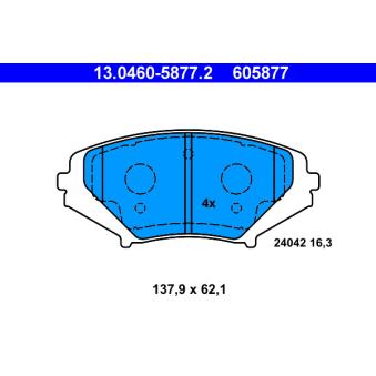 Jeu de 4 plaquettes de frein avant ATE OEM F1Y93323Z