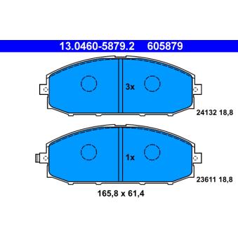 Jeu de 4 plaquettes de frein avant ATE OEM D1060VC091