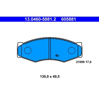 Jeu de 4 plaquettes de frein avant ATE OEM 410609C025