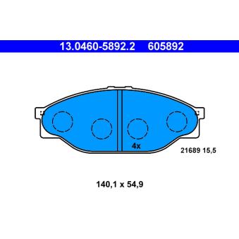 Jeu de 4 plaquettes de frein avant ATE OEM 0446535270