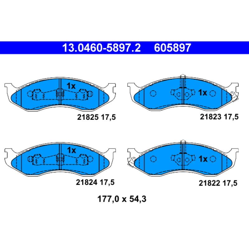 Jeu de 4 plaquettes de frein avant ATE 13.0460-5897.2 - Visuel 1