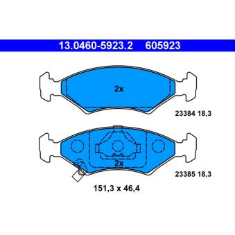 Jeu de 4 plaquettes de frein avant ATE OEM 0K2A23323Z