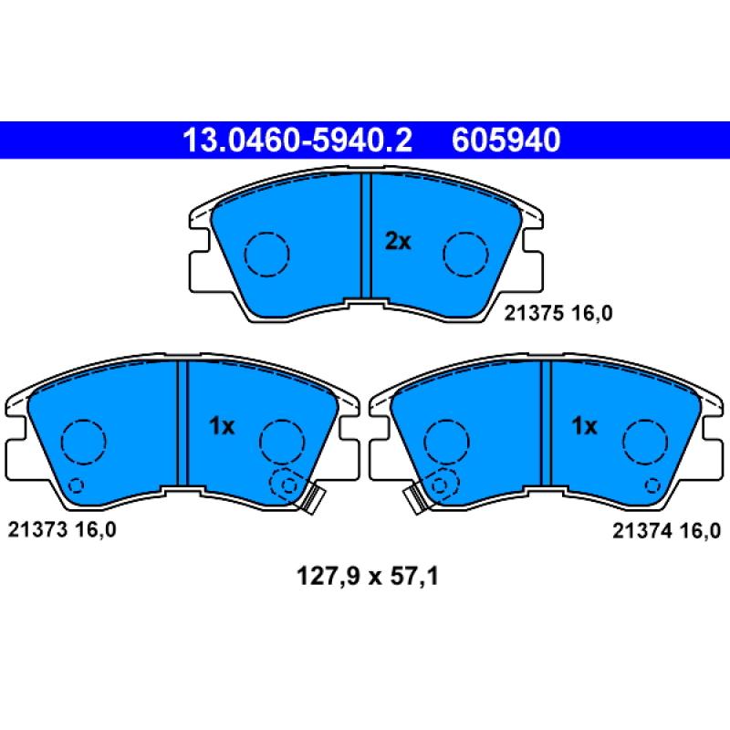 Jeu de 4 plaquettes de frein avant ATE 13.0460-5940.2 - Visuel 1