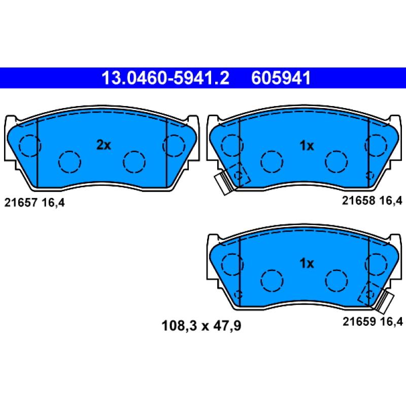 Jeu de 4 plaquettes de frein avant ATE 13.0460-5941.2 - Visuel 1