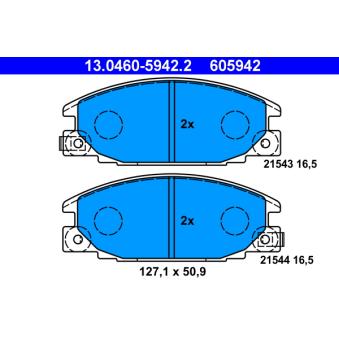 Jeu de 4 plaquettes de frein avant ATE OEM 1605916 Jeu de 4 plaquettes de frein avant ATE OEM 1605916