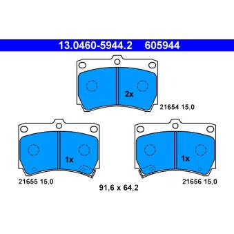 Jeu de 4 plaquettes de frein avant ATE OEM BCYW3323ZC