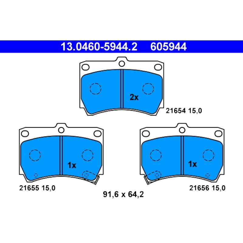 Jeu de 4 plaquettes de frein avant ATE 13.0460-5944.2 - Visuel 1