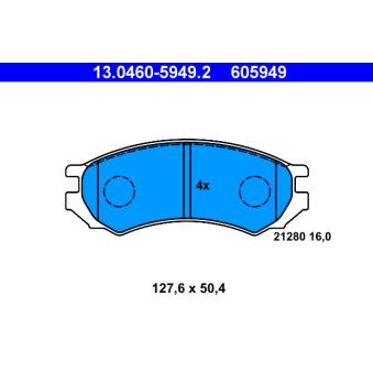 Jeu de 4 plaquettes de frein avant ATE OEM 4106072J25