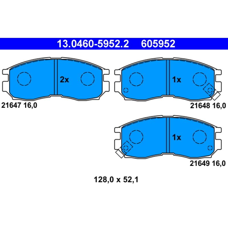 Jeu de 4 plaquettes de frein avant ATE 13.0460-5952.2 - Visuel 1