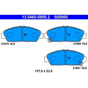 Jeu de 4 plaquettes de frein avant ATE OEM 45022SS0G01