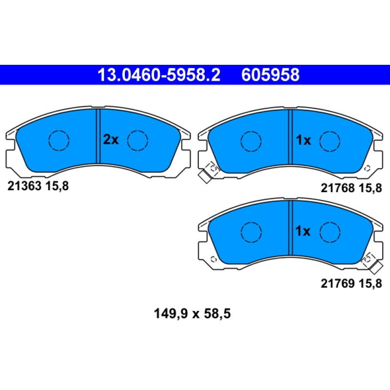 Jeu de 4 plaquettes de frein avant ATE 13.0460-5958.2 - Visuel 1