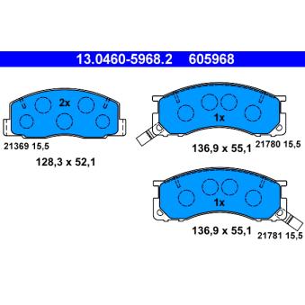 Jeu de 4 plaquettes de frein avant ATE OEM 0446528040