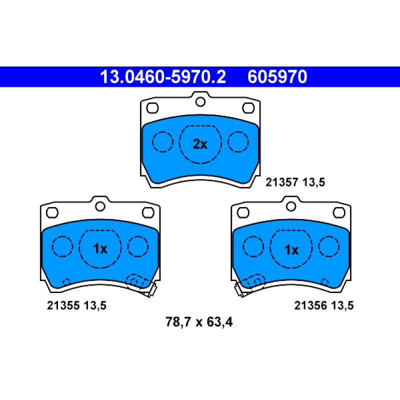 Jeu de 4 plaquettes de frein avant ATE 13.0460-5970.2 - Visuel 1