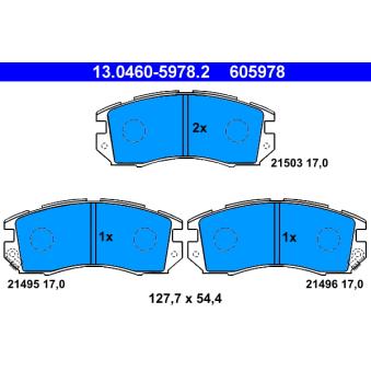 Jeu de 4 plaquettes de frein avant ATE OEM 26296AA121