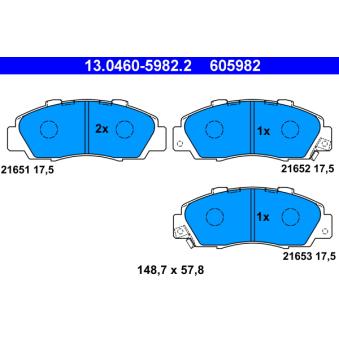 Jeu de 4 plaquettes de frein avant ATE OEM 45022SL0G01