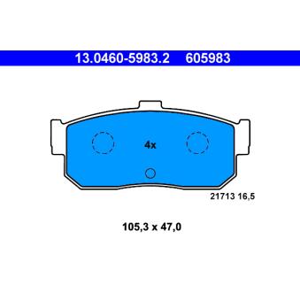 Jeu de 4 plaquettes de frein arrière ATE OEM 4406073C90