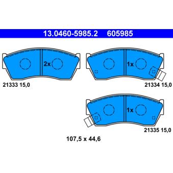 Jeu de 4 plaquettes de frein avant ATE OEM 5520086820
