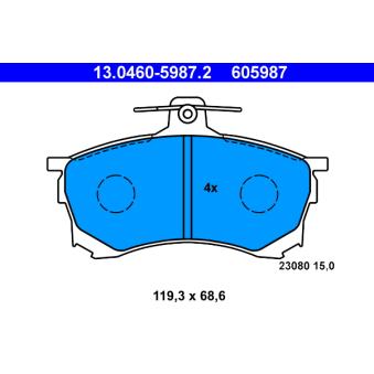 Jeu de 4 plaquettes de frein avant ATE OEM MR407944