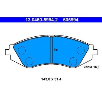 Jeu de 4 plaquettes de frein avant ATE OEM S4510011