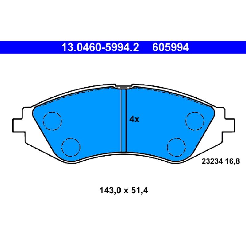 Jeu de 4 plaquettes de frein avant ATE 13.0460-5994.2 - Visuel 1