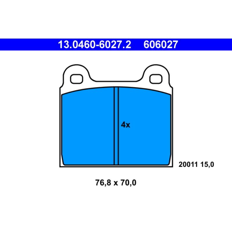 Jeu de 4 plaquettes de frein avant ATE 13.0460-6027.2 - Visuel 1