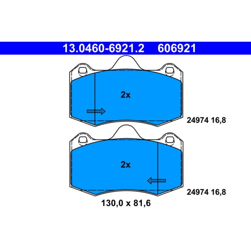 Jeu de 4 plaquettes de frein avant ATE 13.0460-6921.2 - Visuel 1