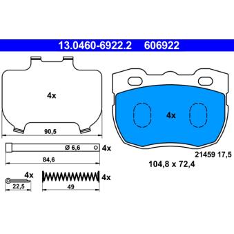 Jeu de 4 plaquettes de frein avant ATE OEM STC9191