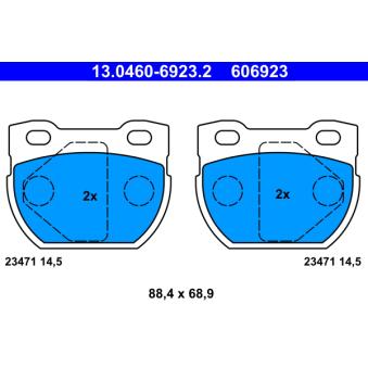 Jeu de 4 plaquettes de frein arrière ATE OEM STC1601