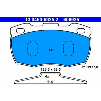 Jeu de 4 plaquettes de frein avant ATE OEM SFP000260