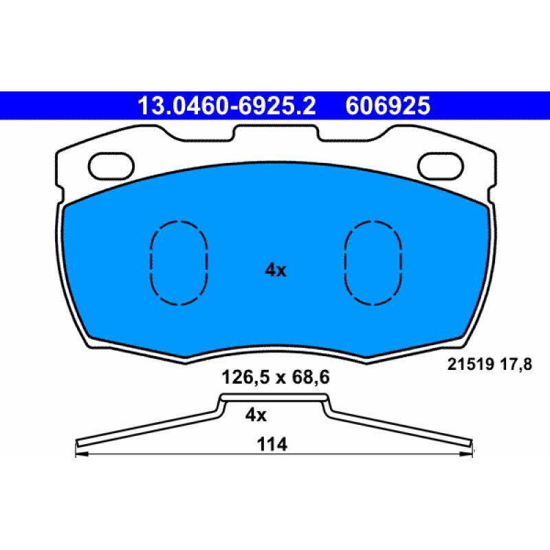 Jeu de 4 plaquettes de frein avant ATE 13.0460-6925.2 - Visuel 1