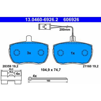 Jeu de 4 plaquettes de frein avant ATE OEM RTC4518