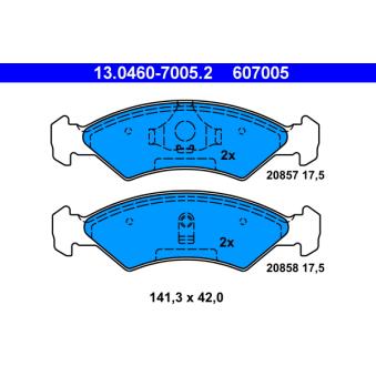 Jeu de 4 plaquettes de frein avant ATE 13.0460-7005.2