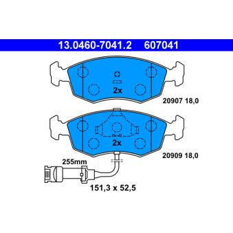 Jeu de 4 plaquettes de frein avant ATE OEM 6704270