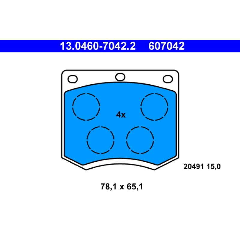 Jeu de 4 plaquettes de frein avant ATE 13.0460-7042.2 - Visuel 1