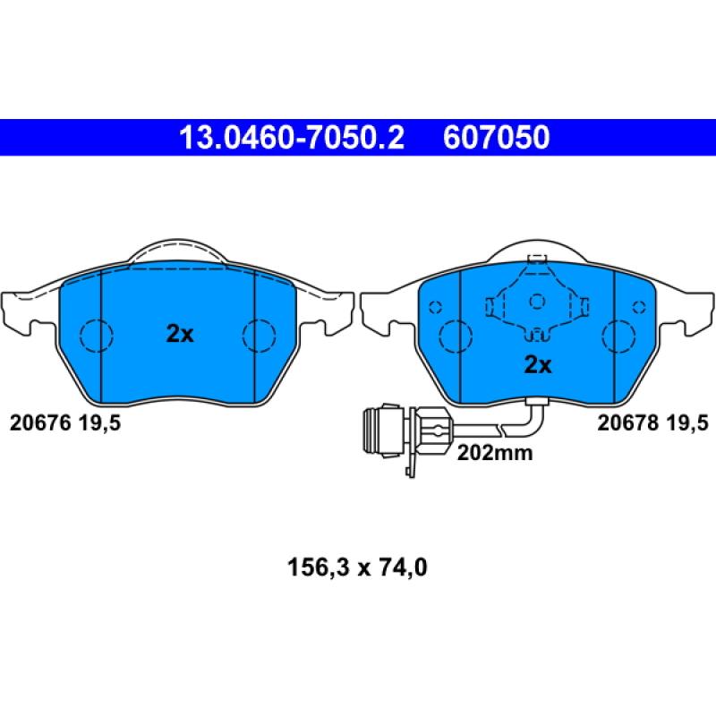 Jeu de 4 plaquettes de frein avant ATE 13.0460-7050.2 - Visuel 1