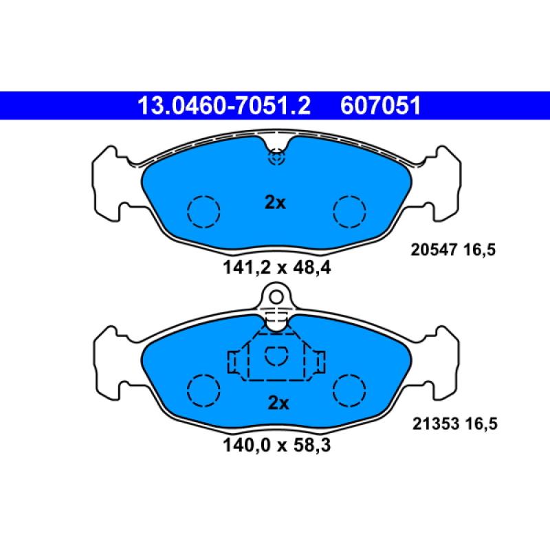 Jeu de 4 plaquettes de frein avant ATE 13.0460-7051.2 - Visuel 1