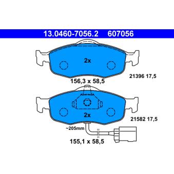 Jeu de 4 plaquettes de frein avant ATE OEM 1022079