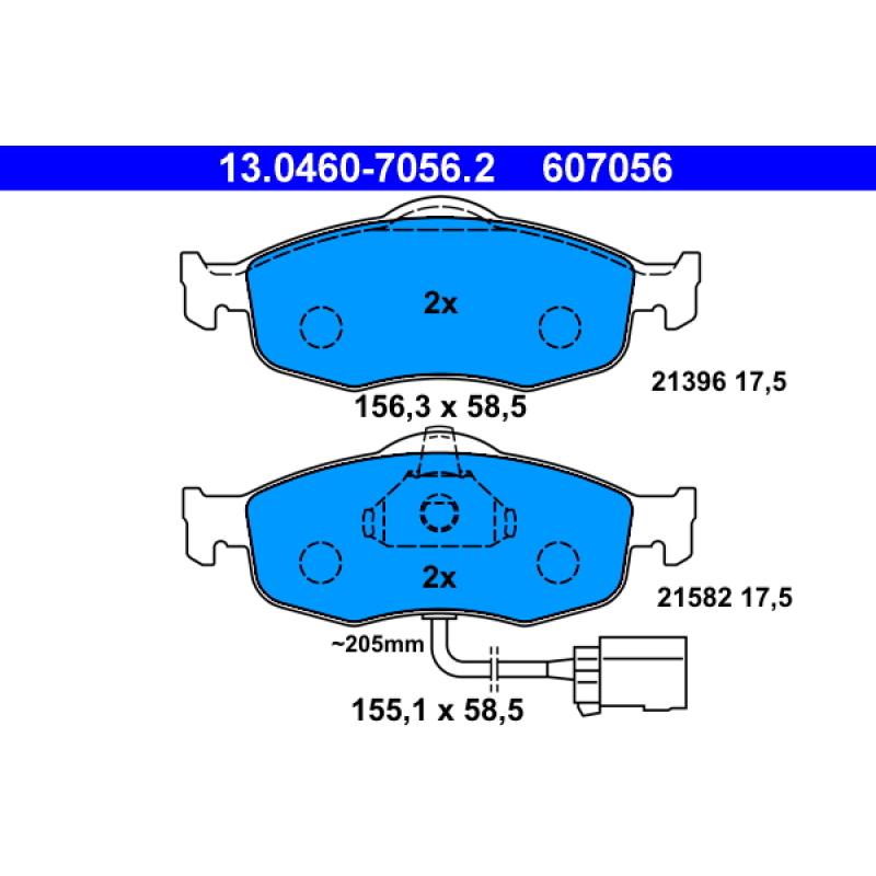 Jeu de 4 plaquettes de frein avant ATE 13.0460-7056.2 - Visuel 1
