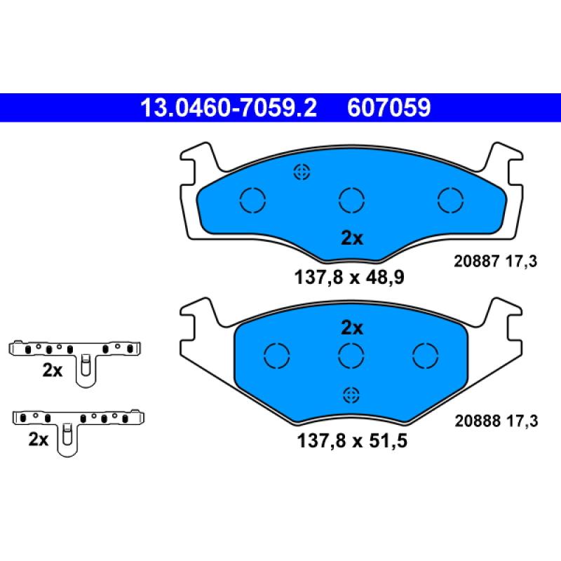 Jeu de 4 plaquettes de frein avant ATE 13.0460-7059.2 - Visuel 1